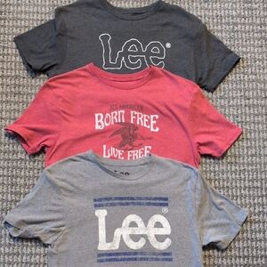 Lee And Wrangler Mens Short Sleeve Tees - Dark Gray, Red, Light Gray